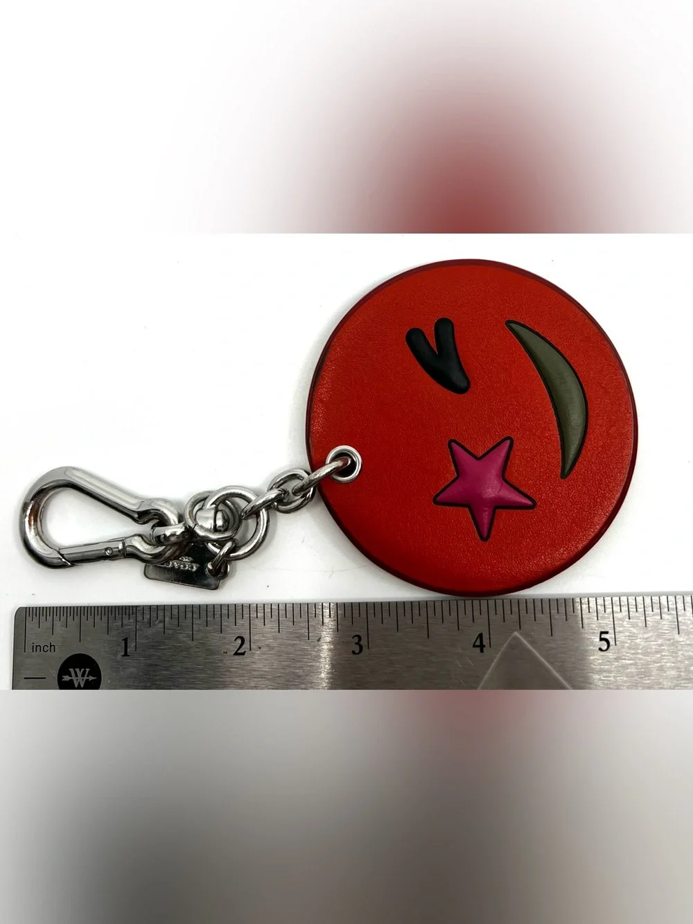 Coach Leather Winky Emoji Bag Charm Keychain F65831